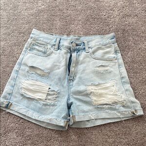 American Eagle Outfitters Blue Distressed Jean Shorts